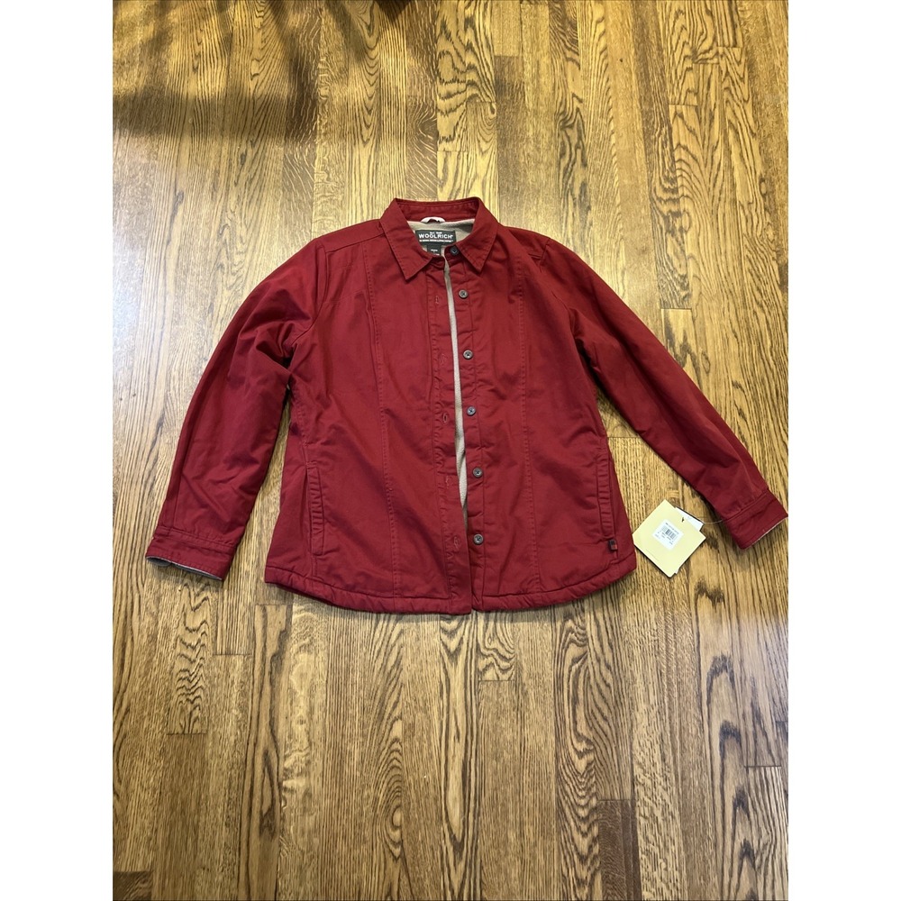Woolrich Fleece Lined Shirt Coat - Shacket - Canvas Women's Large - Red
